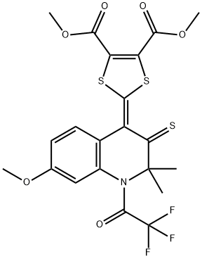 dimethyl 2-(7-methoxy-2,2-dimethyl-3-thioxo-1-(trifluoroacetyl)-2,3-dihydroquinolin-4(1H)-ylidene)-1,3-dithiole-4,5-dicarboxylate 구조식 이미지