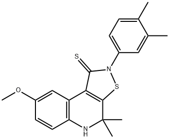 2-(3,4-dimethylphenyl)-8-methoxy-4,4-dimethyl-4,5-dihydroisothiazolo[5,4-c]quinoline-1(2H)-thione Structure