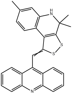 9-[(4,4,7-trimethyl-4,5-dihydro-1H-[1,2]dithiolo[3,4-c]quinolin-1-ylidene)methyl]acridine Structure