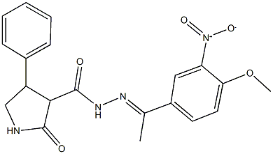 N'-(1-{3-nitro-4-methoxyphenyl}ethylidene)-2-oxo-4-phenyl-3-pyrrolidinecarbohydrazide Structure