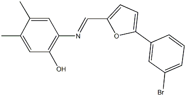 2-({[5-(3-bromophenyl)-2-furyl]methylene}amino)-4,5-dimethylphenol Structure