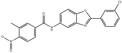 N-[2-(3-chlorophenyl)-1,3-benzoxazol-5-yl]-4-nitro-3-methylbenzamide 구조식 이미지