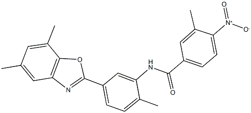 N-[5-(5,7-dimethyl-1,3-benzoxazol-2-yl)-2-methylphenyl]-4-nitro-3-methylbenzamide 구조식 이미지