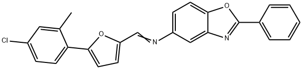 N-{[5-(4-chloro-2-methylphenyl)-2-furyl]methylene}-N-(2-phenyl-1,3-benzoxazol-5-yl)amine 구조식 이미지