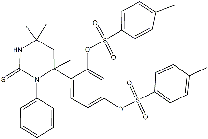 5-{[(4-methylphenyl)sulfonyl]oxy}-2-(4,6,6-trimethyl-3-phenyl-2-thioxohexahydro-4-pyrimidinyl)phenyl 4-methylbenzenesulfonate Structure