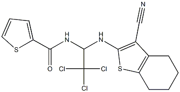 N-{2,2,2-trichloro-1-[(3-cyano-4,5,6,7-tetrahydro-1-benzothien-2-yl)amino]ethyl}-2-thiophenecarboxamide Structure