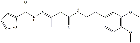 N-[2-(3,4-dimethoxyphenyl)ethyl]-3-(2-furoylhydrazono)butanamide 구조식 이미지