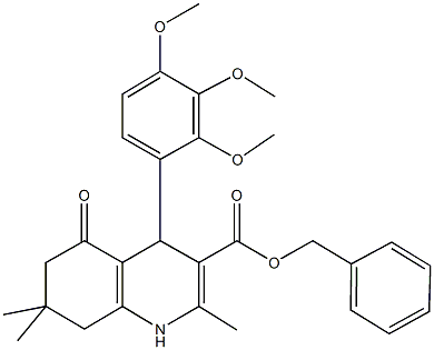 phenylmethyl 2,7,7-trimethyl-5-oxo-4-[2,3,4-tris(methyloxy)phenyl]-1,4,5,6,7,8-hexahydroquinoline-3-carboxylate Structure