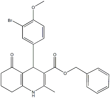 phenylmethyl 4-[3-bromo-4-(methyloxy)phenyl]-2-methyl-5-oxo-1,4,5,6,7,8-hexahydroquinoline-3-carboxylate 구조식 이미지