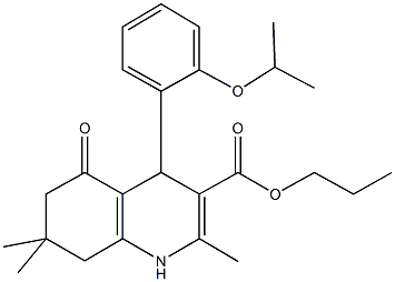 propyl 2,7,7-trimethyl-4-{2-[(1-methylethyl)oxy]phenyl}-5-oxo-1,4,5,6,7,8-hexahydroquinoline-3-carboxylate Structure