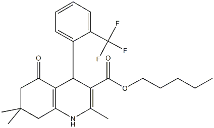 pentyl 2,7,7-trimethyl-5-oxo-4-[2-(trifluoromethyl)phenyl]-1,4,5,6,7,8-hexahydroquinoline-3-carboxylate 구조식 이미지