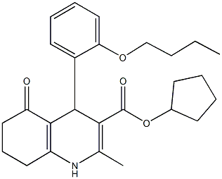 cyclopentyl 4-[2-(butyloxy)phenyl]-2-methyl-5-oxo-1,4,5,6,7,8-hexahydroquinoline-3-carboxylate Structure