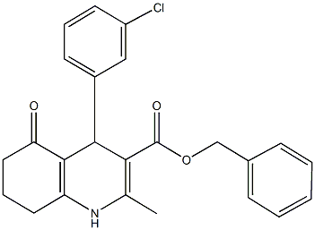 phenylmethyl 4-(3-chlorophenyl)-2-methyl-5-oxo-1,4,5,6,7,8-hexahydroquinoline-3-carboxylate Structure