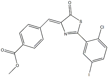 methyl 4-[(2-(2-chloro-5-iodophenyl)-5-oxo-1,3-thiazol-4(5H)-ylidene)methyl]benzoate 구조식 이미지