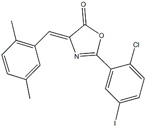 2-(2-chloro-5-iodophenyl)-4-(2,5-dimethylbenzylidene)-1,3-oxazol-5(4H)-one Structure