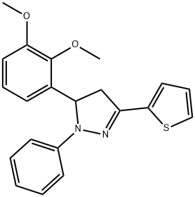 5-(2,3-dimethoxyphenyl)-1-phenyl-3-(2-thienyl)-4,5-dihydro-1H-pyrazole 구조식 이미지