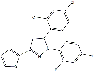 5-(2,4-dichlorophenyl)-1-(2,4-difluorophenyl)-3-(2-thienyl)-4,5-dihydro-1H-pyrazole 구조식 이미지