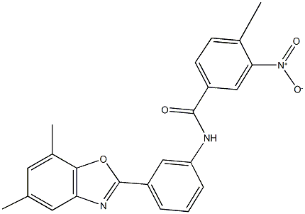 N-[3-(5,7-dimethyl-1,3-benzoxazol-2-yl)phenyl]-3-nitro-4-methylbenzamide 구조식 이미지