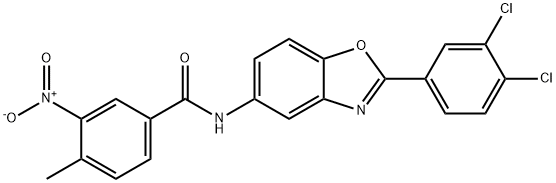 N-[2-(3,4-dichlorophenyl)-1,3-benzoxazol-5-yl]-3-nitro-4-methylbenzamide 구조식 이미지