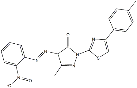 4-({2-nitrophenyl}diazenyl)-5-methyl-2-[4-(4-methylphenyl)-1,3-thiazol-2-yl]-2,4-dihydro-3H-pyrazol-3-one 구조식 이미지