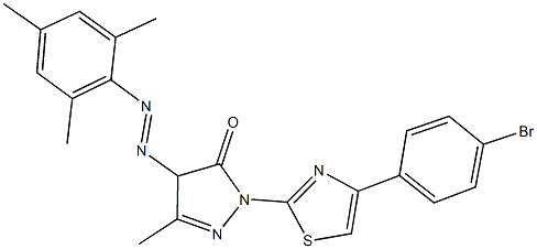 2-[4-(4-bromophenyl)-1,3-thiazol-2-yl]-4-(mesityldiazenyl)-5-methyl-2,4-dihydro-3H-pyrazol-3-one 구조식 이미지