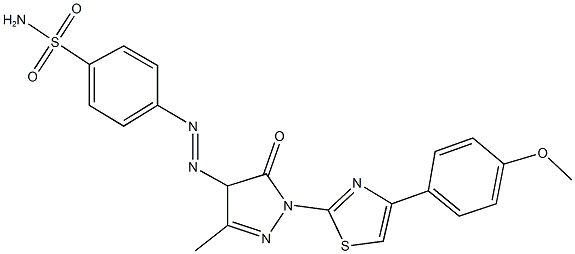 4-({1-[4-(4-methoxyphenyl)-1,3-thiazol-2-yl]-3-methyl-5-oxo-4,5-dihydro-1H-pyrazol-4-yl}diazenyl)benzenesulfonamide 구조식 이미지