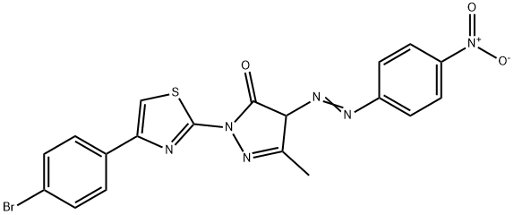 2-[4-(4-bromophenyl)-1,3-thiazol-2-yl]-4-({4-nitrophenyl}diazenyl)-5-methyl-2,4-dihydro-3H-pyrazol-3-one Structure