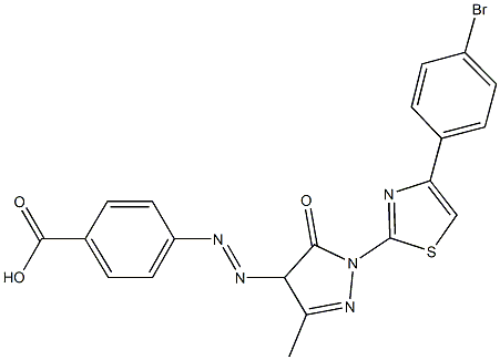 4-({1-[4-(4-bromophenyl)-1,3-thiazol-2-yl]-3-methyl-5-oxo-4,5-dihydro-1H-pyrazol-4-yl}diazenyl)benzoic acid 구조식 이미지