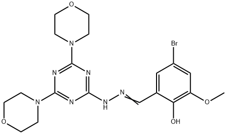 5-bromo-2-hydroxy-3-methoxybenzaldehyde [4,6-di(4-morpholinyl)-1,3,5-triazin-2-yl]hydrazone 구조식 이미지