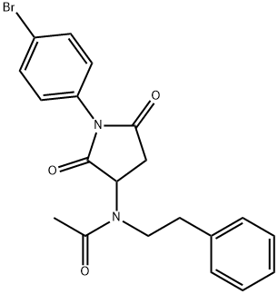 N-[1-(4-bromophenyl)-2,5-dioxo-3-pyrrolidinyl]-N-(2-phenylethyl)acetamide 구조식 이미지