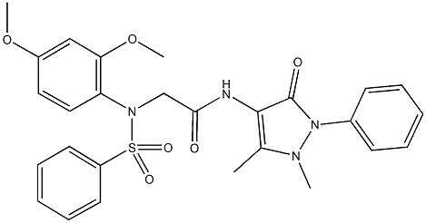 2-[2,4-dimethoxy(phenylsulfonyl)anilino]-N-(1,5-dimethyl-3-oxo-2-phenyl-2,3-dihydro-1H-pyrazol-4-yl)acetamide 구조식 이미지