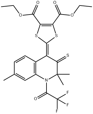 diethyl 2-(2,2,7-trimethyl-3-thioxo-1-(trifluoroacetyl)-2,3-dihydroquinolin-4(1H)-ylidene)-1,3-dithiole-4,5-dicarboxylate 구조식 이미지