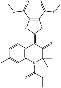 dimethyl 2-(2,2,7-trimethyl-1-propionyl-3-thioxo-2,3-dihydro-4(1H)-quinolinylidene)-1,3-dithiole-4,5-dicarboxylate 구조식 이미지