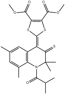 dimethyl 2-(1-isobutyryl-2,2,6,8-tetramethyl-3-thioxo-2,3-dihydro-4(1H)-quinolinylidene)-1,3-dithiole-4,5-dicarboxylate 구조식 이미지
