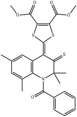 dimethyl 2-(1-benzoyl-2,2,6,8-tetramethyl-3-thioxo-2,3-dihydro-4(1H)-quinolinylidene)-1,3-dithiole-4,5-dicarboxylate 구조식 이미지