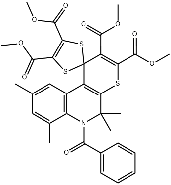 tetramethyl 6-(phenylcarbonyl)-5,5,7,9-tetramethyl-5,6-dihydro-spiro(1H-thiopyrano[2,3-c]quinoline-1,2'-[1,3]-dithiole)-2,3,4',5'-tetracarboxylate 구조식 이미지
