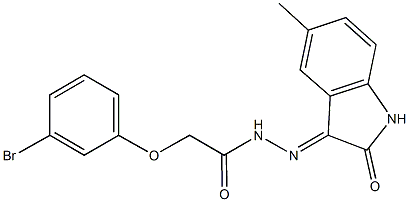 2-(3-bromophenoxy)-N'-(5-methyl-2-oxo-1,2-dihydro-3H-indol-3-ylidene)acetohydrazide 구조식 이미지