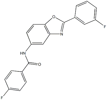 4-fluoro-N-[2-(3-fluorophenyl)-1,3-benzoxazol-5-yl]benzamide 구조식 이미지