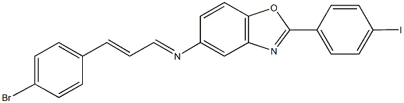 N-[3-(4-bromophenyl)-2-propenylidene]-N-[2-(4-iodophenyl)-1,3-benzoxazol-5-yl]amine Structure