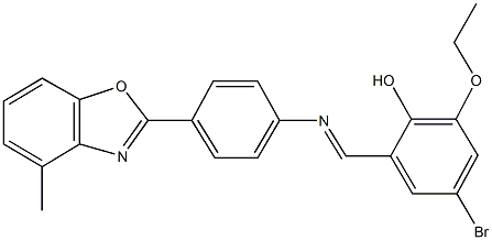 4-bromo-2-ethoxy-6-({[4-(4-methyl-1,3-benzoxazol-2-yl)phenyl]imino}methyl)phenol Structure