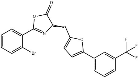 2-(2-bromophenyl)-4-({5-[3-(trifluoromethyl)phenyl]-2-furyl}methylene)-1,3-oxazol-5(4H)-one Structure