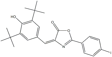 4-(3,5-ditert-butyl-4-hydroxybenzylidene)-2-(4-iodophenyl)-1,3-oxazol-5(4H)-one 구조식 이미지