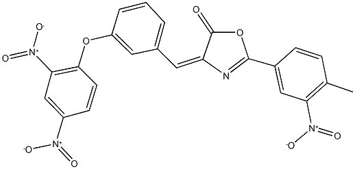 4-(3-{2,4-bisnitrophenoxy}benzylidene)-2-{3-nitro-4-methylphenyl}-1,3-oxazol-5(4H)-one Structure
