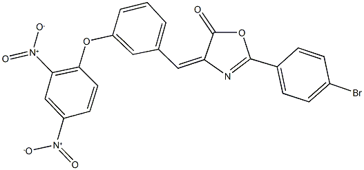 4-(3-{2,4-bisnitrophenoxy}benzylidene)-2-(4-bromophenyl)-1,3-oxazol-5(4H)-one 구조식 이미지