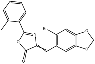 4-[(6-bromo-1,3-benzodioxol-5-yl)methylene]-2-(2-methylphenyl)-1,3-oxazol-5(4H)-one 구조식 이미지