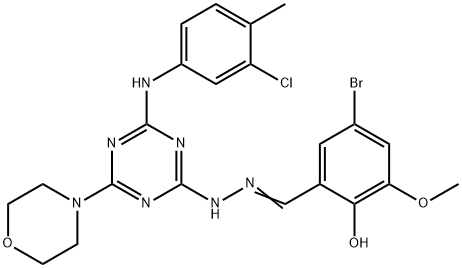 5-bromo-2-hydroxy-3-methoxybenzaldehyde [4-(3-chloro-4-methylanilino)-6-morpholin-4-yl-1,3,5-triazin-2-yl]hydrazone Structure