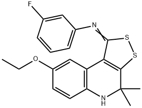 N-(8-ethoxy-4,4-dimethyl-4,5-dihydro-1H-[1,2]dithiolo[3,4-c]quinolin-1-ylidene)-N-(3-fluorophenyl)amine 구조식 이미지