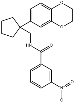 N-{[1-(2,3-dihydro-1,4-benzodioxin-6-yl)cyclopentyl]methyl}-3-nitrobenzamide 구조식 이미지