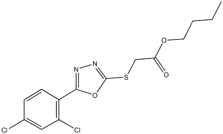 butyl {[5-(2,4-dichlorophenyl)-1,3,4-oxadiazol-2-yl]sulfanyl}acetate Structure