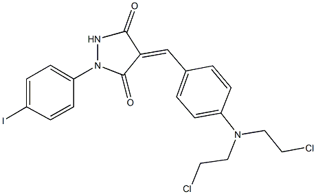 4-{4-[bis(2-chloroethyl)amino]benzylidene}-1-(4-iodophenyl)-3,5-pyrazolidinedione 구조식 이미지